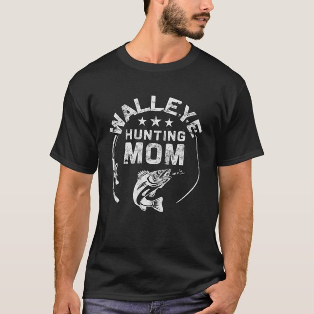 Walleye Fishing Mom - Funny Walleye huntress Pullo T-Shirt (Front)