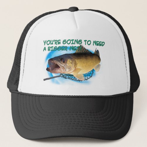 Walleye fishing net trucker hat