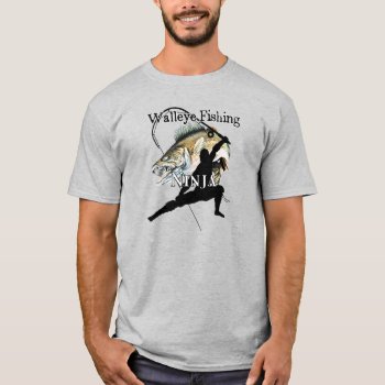 Walleye Fishing Ninja Light Fishing T-shirt by pjwuebker at Zazzle