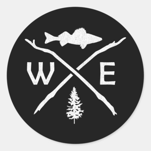 Walleye Fishing Outdoor Compass Fisherman Gift  Classic Round Sticker