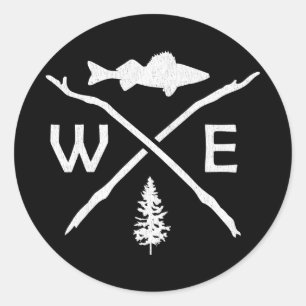 Walleye Fishing Outdoor Compass Fisherman Gift Classic Round Sticker