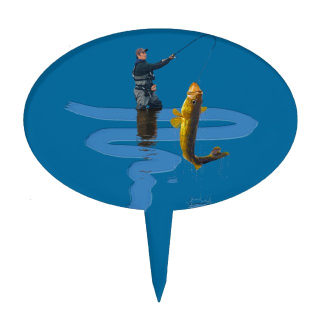 Walleye Fishing Outdoor Fisherman's Sporting Gift Cake Topper (Front)