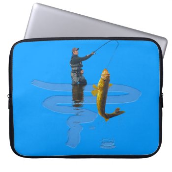 Walleye Fishing Outdoor Fisherman's Sporting Gift Laptop Sleeve by RavenSpiritPrints at Zazzle