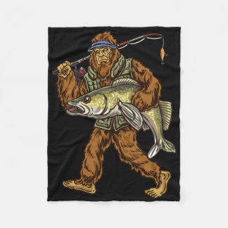 Walleye Fishing Sauger Hunting Bigfoot Fishermen Fleece Blanket