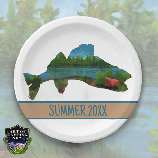Walleye Fishing Tent Camping Lake  Paper Plates