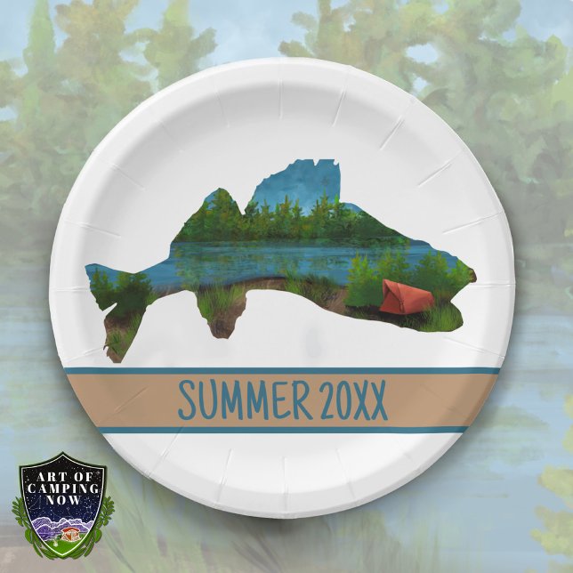 Walleye Fishing Tent Camping Lake  Paper Plates (Creator Uploaded)