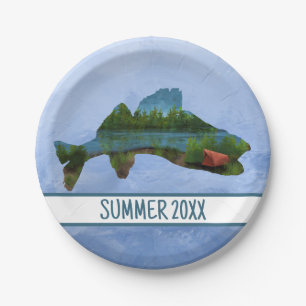 Walleye Fishing Tent Camping Lake Paper Plates