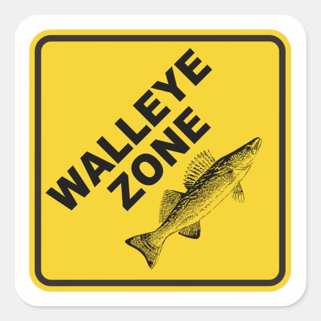 Walleye Fishing Zone Square Sticker (Front)