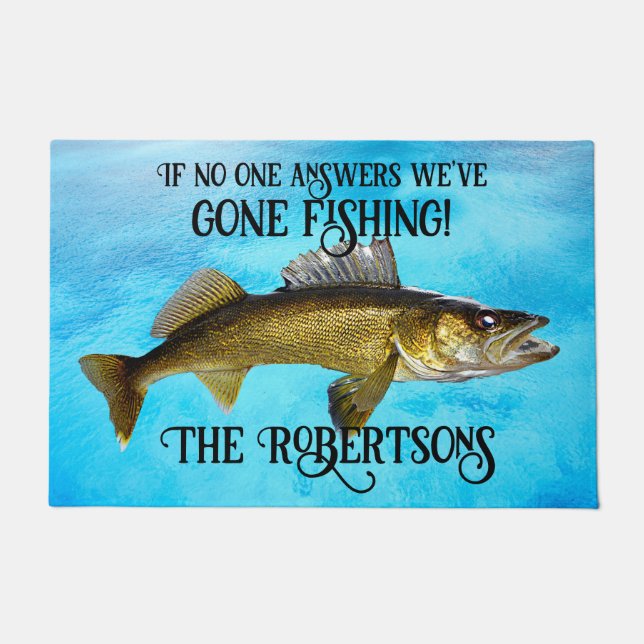 Walleye Gone Fishing! Doormat (Front)