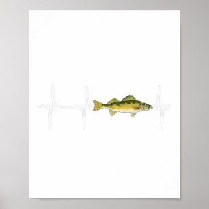 Walleye Heartbeat For Freshwater Fish Fishing Love Poster