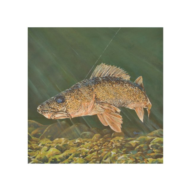 Walleye Original Painting Wood Wall Decor (Front)