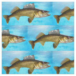 Walleye Pattern on Blue Fabric