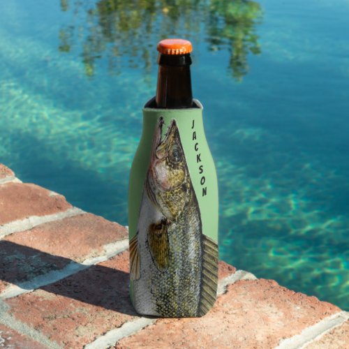 Walleye Pike Fish and Name Bottle Cooler