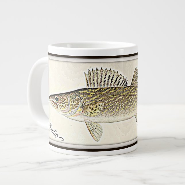 Walleye Pike Fish Giant Coffee Mug (Front Left)