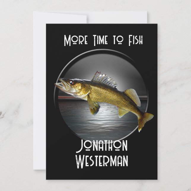 Walleye Pike Fishing Retirement Invitation (Front)