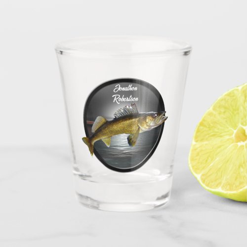 Walleye Pike over Lake Shot Glass