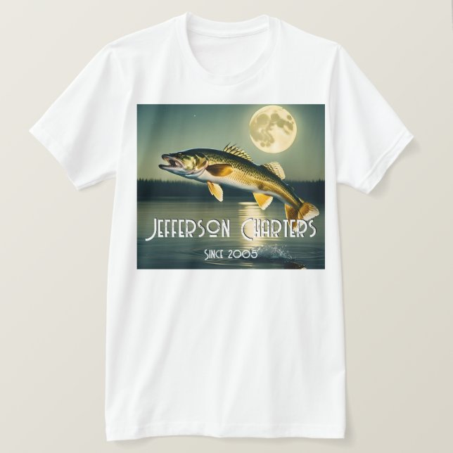 Walleye Pike, Water and Moon Memorial T-Shirt (Design Front)