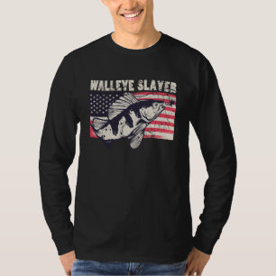 Walleye slayer Outdoorman fisherman American Flag  T-Shirt