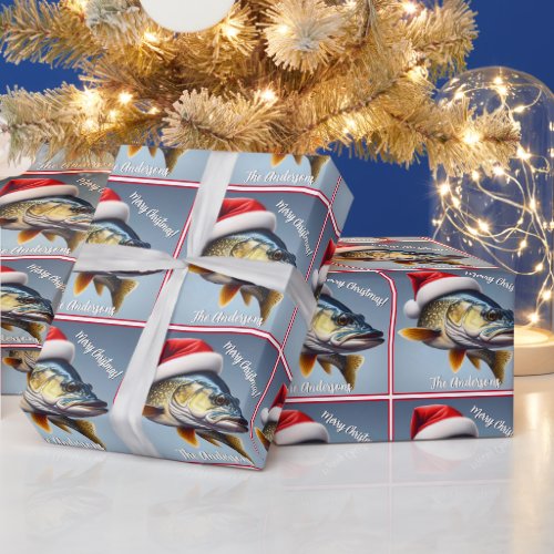  Walleye Wearing a Santa Hat Christmas Wrapping Paper
