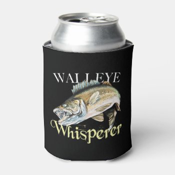 Walleye Whisperer Dark Can Cooler by pjwuebker at Zazzle