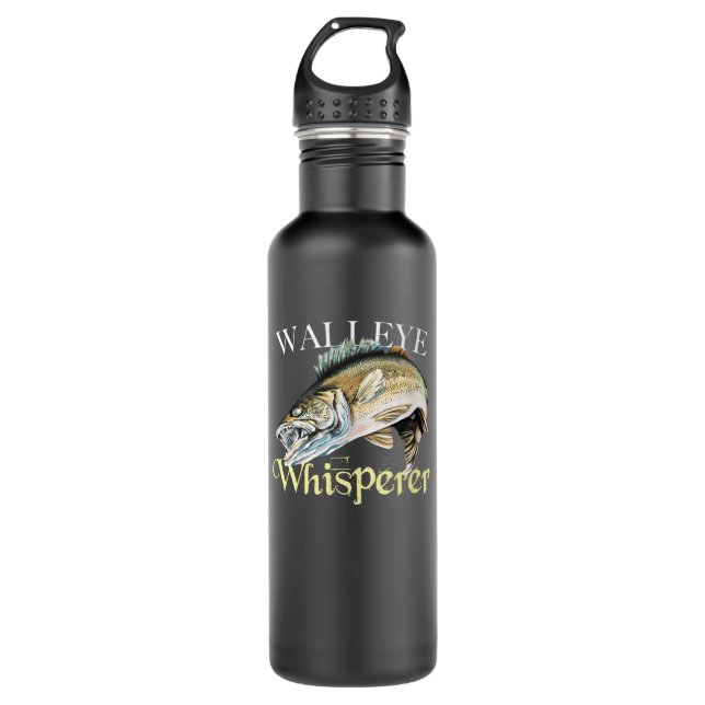 Walleye Whisperer Dark Stainless Steel Water Bottle (Front)
