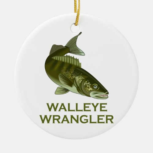 Walleye Wrangler Ceramic Ornament