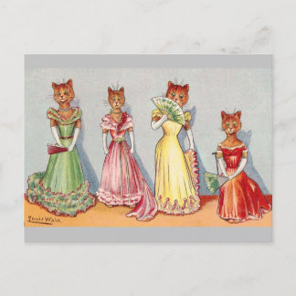 Wallflower Cats by Louis Wain Postcard