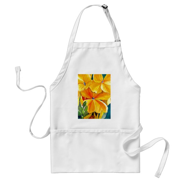 Wallflower original watercolour floral art adult apron (Front)
