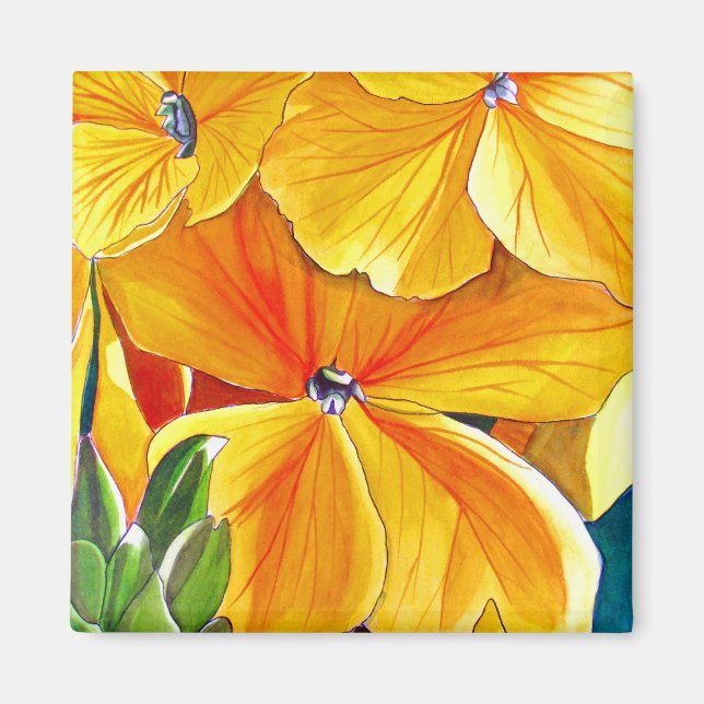 Wallflower original watercolour floral art magnet (Front)