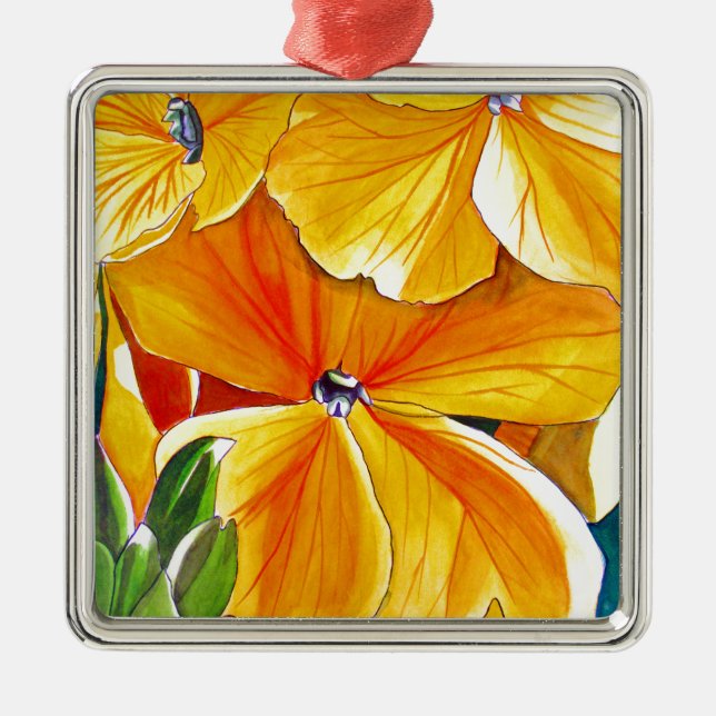 Wallflower original watercolour floral art metal ornament (Front)