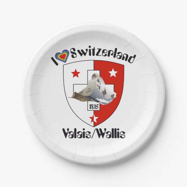 Wallis / Switzerland - Valais / Suisse Teller Paper Plates (Front)