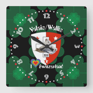 Wallis Valais Schweiz Switzerland Uhr Square Wall Clock