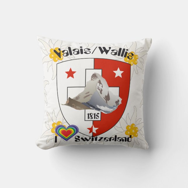 Wallis Valais Switzerland Suisse Kissen Throw Pillow (Front)