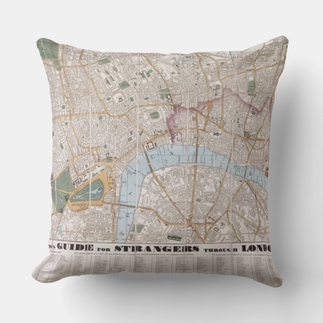Wallis's Guide for Strangers Through London, 1841 Throw Pillow (Front)