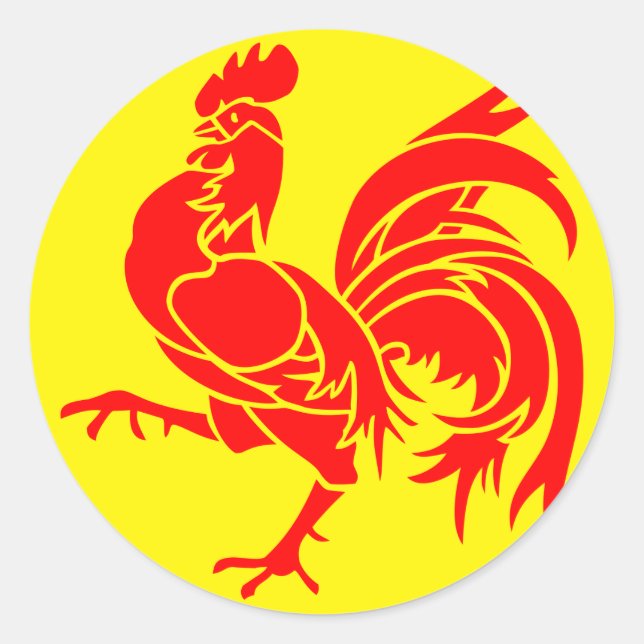 Walloon (Belgium) Flag Classic Round Sticker (Front)