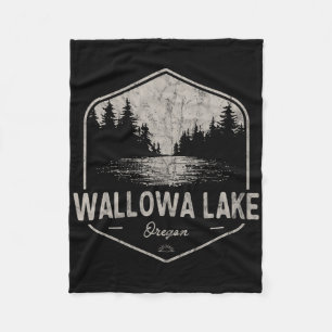 Wallowa Lake Oregon Outdoors Vintage Fleece Blanket