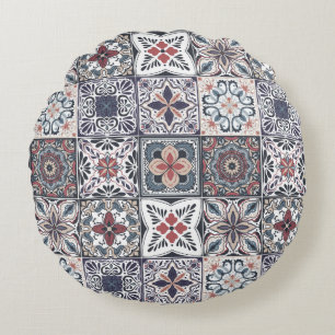 Wallpaper Backsplashes/Talavera inspired tiles 2 Round Pillow