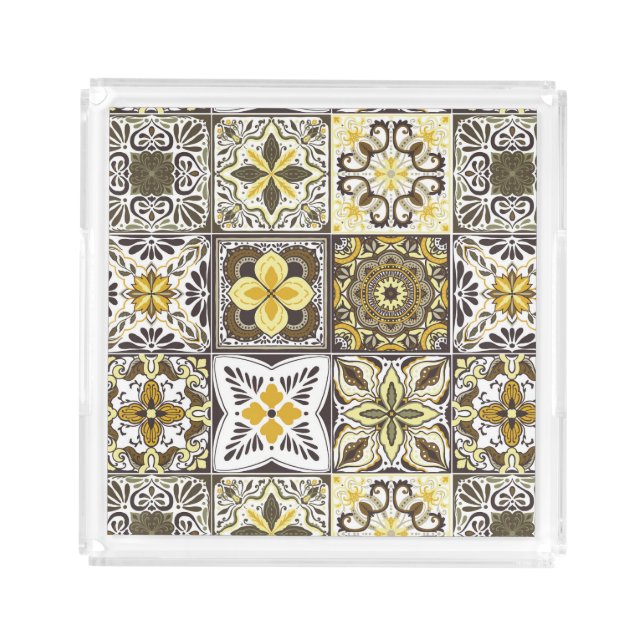 Wallpaper Backsplashes/Talavera inspired tiles/ Acrylic Tray (Front)