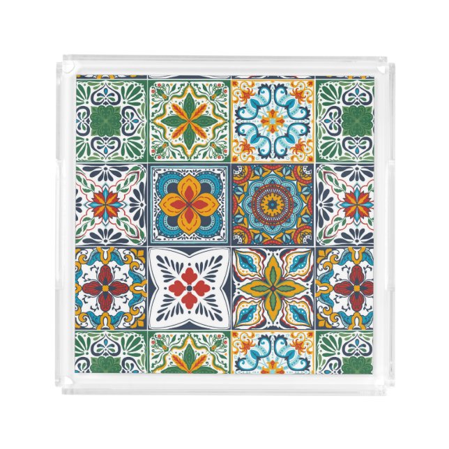 Wallpaper Backsplashes/Talavera inspired tiles Acrylic Tray (Front)