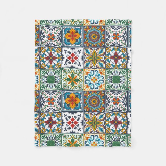 Wallpaper Backsplashes/Talavera inspired tiles Fleece Blanket (Front)