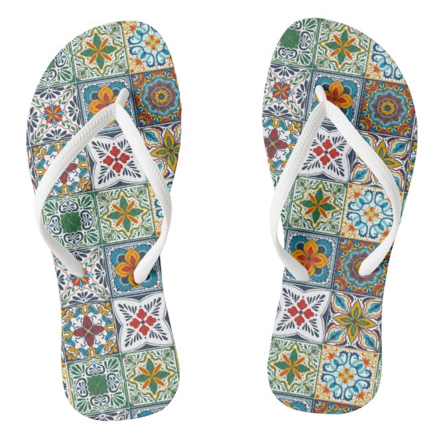 Wallpaper Backsplashes/Talavera inspired tiles Flip Flops (Footbed)