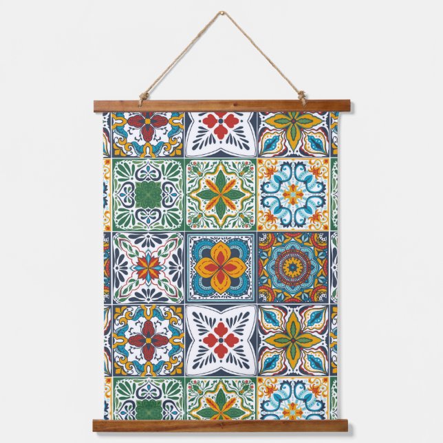 Wallpaper Backsplashes/Talavera inspired tiles Hanging Tapestry (Front)