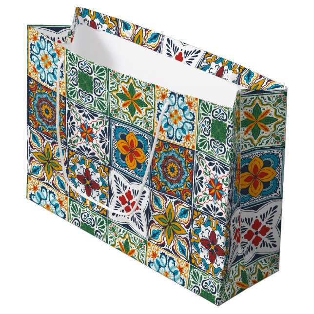 Wallpaper Backsplashes/Talavera inspired tiles Large Gift Bag (Front Angled)