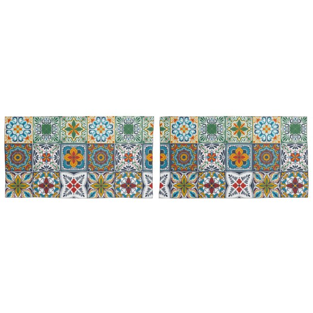 Wallpaper Backsplashes/Talavera inspired tiles Pillow Case (Front-Set)