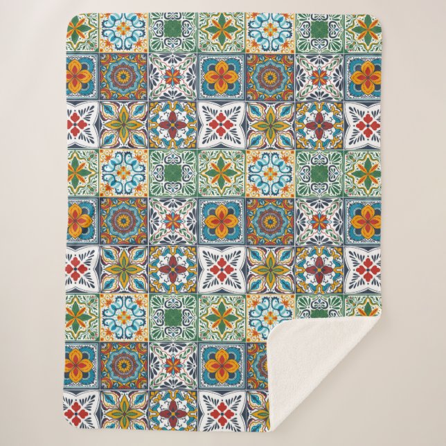 Wallpaper Backsplashes/Talavera inspired tiles Sherpa Blanket (Front)