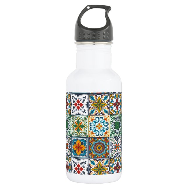 Wallpaper Backsplashes/Talavera inspired tiles Stainless Steel Water Bottle (Front)