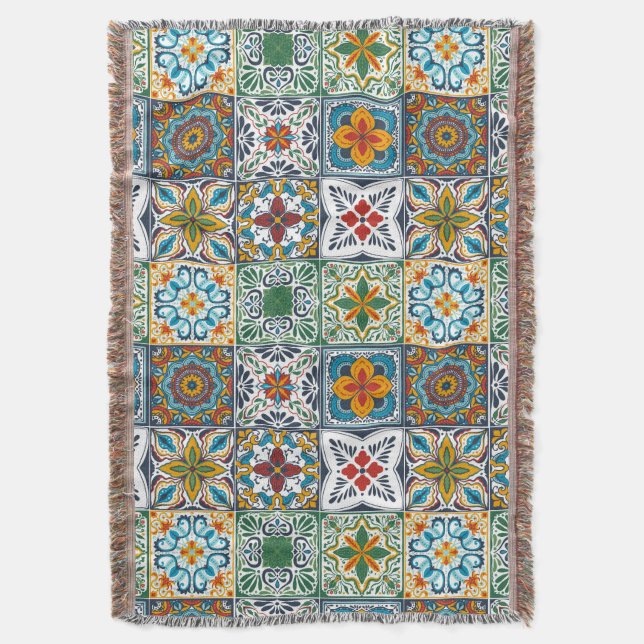 Wallpaper Backsplashes/Talavera inspired tiles Throw Blanket (Front Vertical)