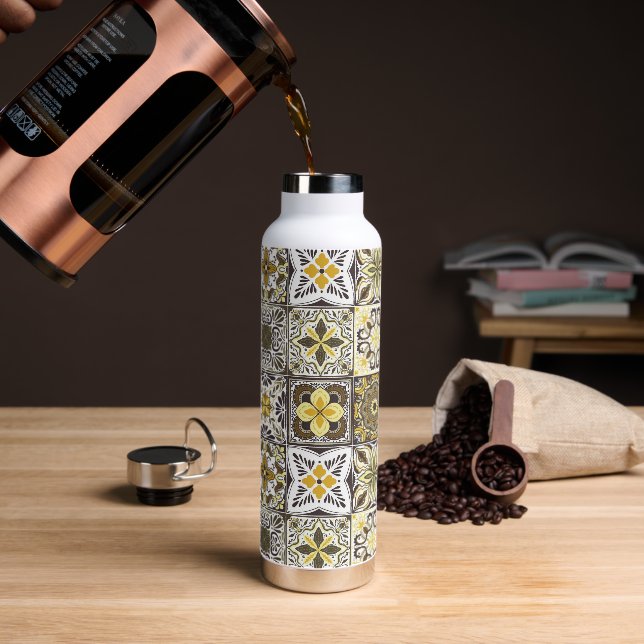 Wallpaper Backsplashes/Talavera inspired tiles/ Water Bottle (Coffee)