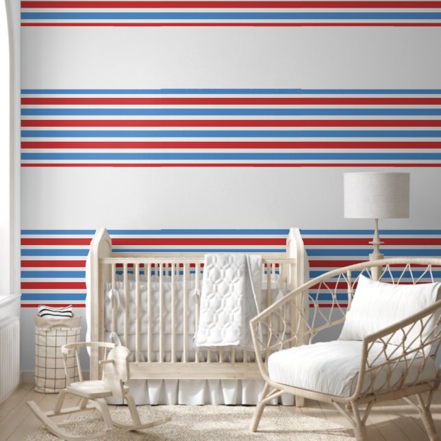 Wallpaper Blue Red & White Stripe Wallpaper (Kids)