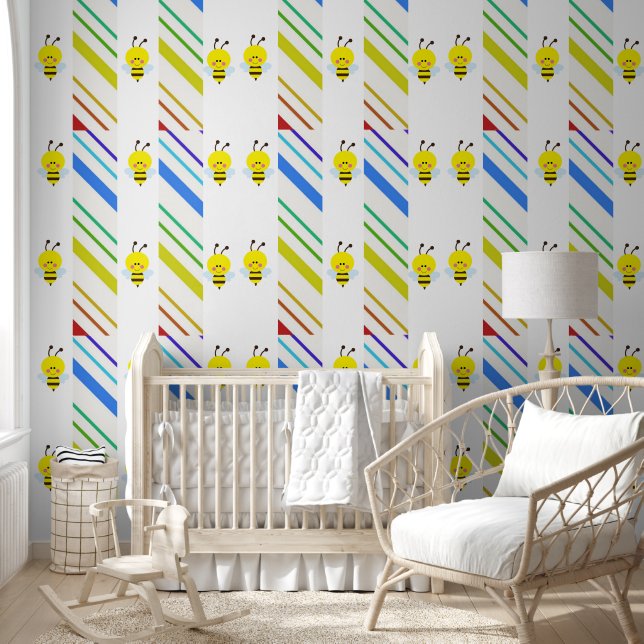 Wallpaper Colorful Stripe Bumblebee Wallpaper (Kids)